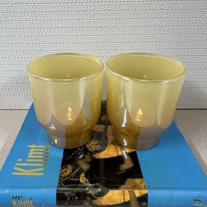 Amber Glass Votive Candle Holder Set of 2 Home Decor